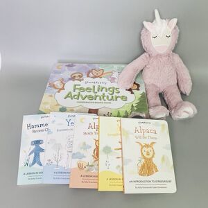Slumberkins Feelings Adventure Game Unicorn Plush 5 Books Bundle SEL Therapy